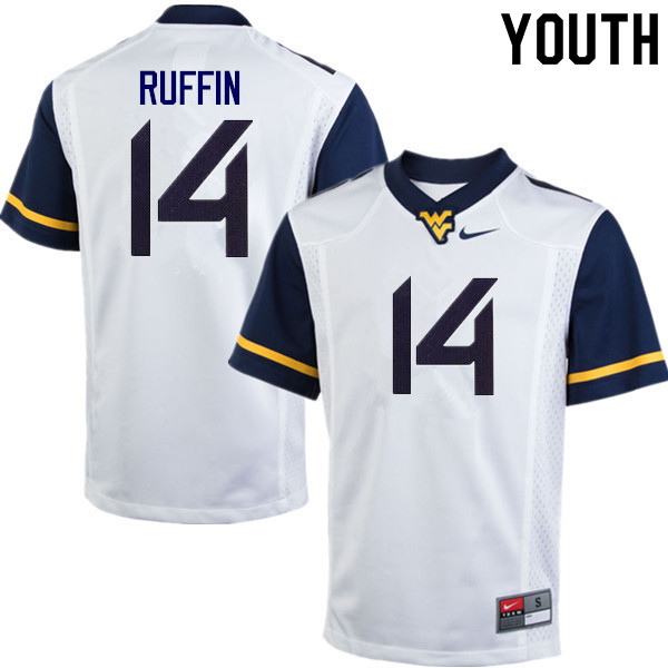 NCAA Youth Malachi Ruffin West Virginia Mountaineers White #14 Nike Stitched Football College Authentic Jersey AK23N07BJ